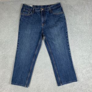 John B. Stetson 1120 Slim Straight Jeans Mens Actual 35 x 26 Blue Denim Mid Rise